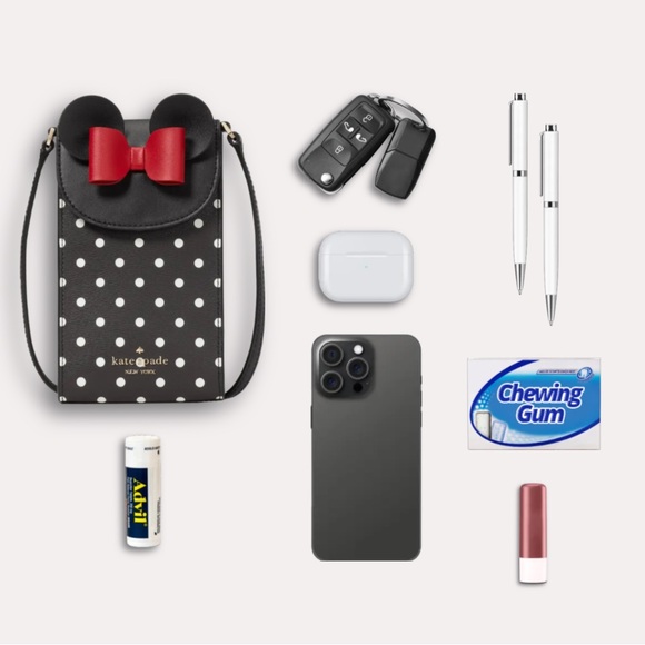 Disney X Kate Spade Minnie Mouse North South Flap Phone Crossbody & Card Holder - Picture 6 of 14